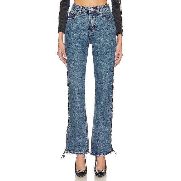 superdown revolve jayda lace up jean mid blue wash - Picture 11 of 11